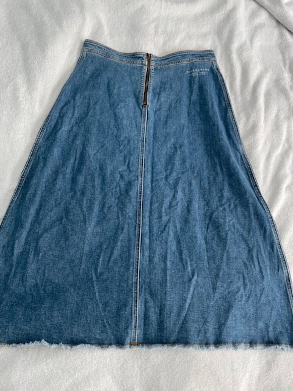 Anthropologie Denim Skirt Zipper Back A line Minimalist Blue Jean Sz 10 8 Medium - Picture 9 of 14
